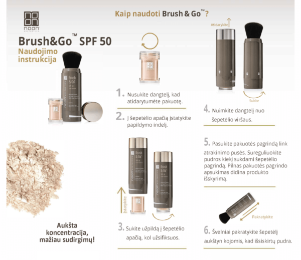 NOON brush&go mineral sun protection powder SPF 50 (visų tipų odai, neutralus) - Image 2