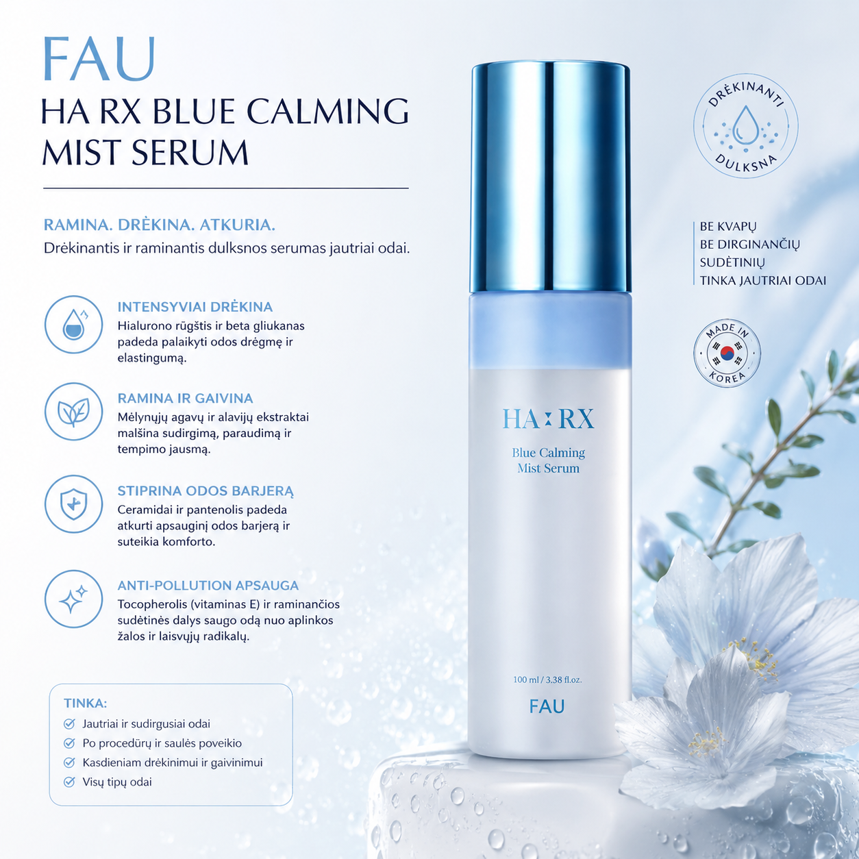FAU HA-RX Blue Calming Mist Serum - Image 2